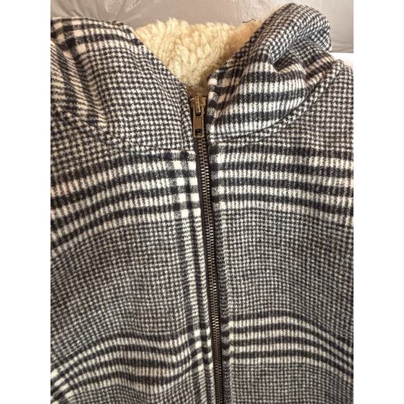 Stormy Kromer Jacket Womens L Metro Wool Sherpa Swallowtail Black White Plaid - Picture 16 of 16